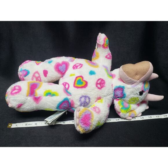 Build A Bear Colorful Peace & Love Triceratops Dinosaur Plush Stuffed Animal - Picture 8 of 9